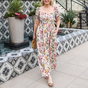 COCO SHOP WI Short Sleeve Maxi Dress in Multi Floral